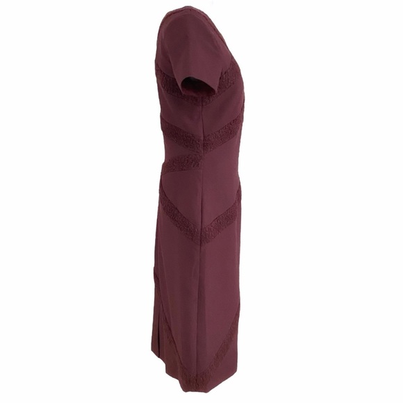 NWT RAOUL GARNET MARIELLE BURGUNDY WOOL BLEND TEXTURED CONTOURED MIDI DRESS - 6 - Picture 3 of 10